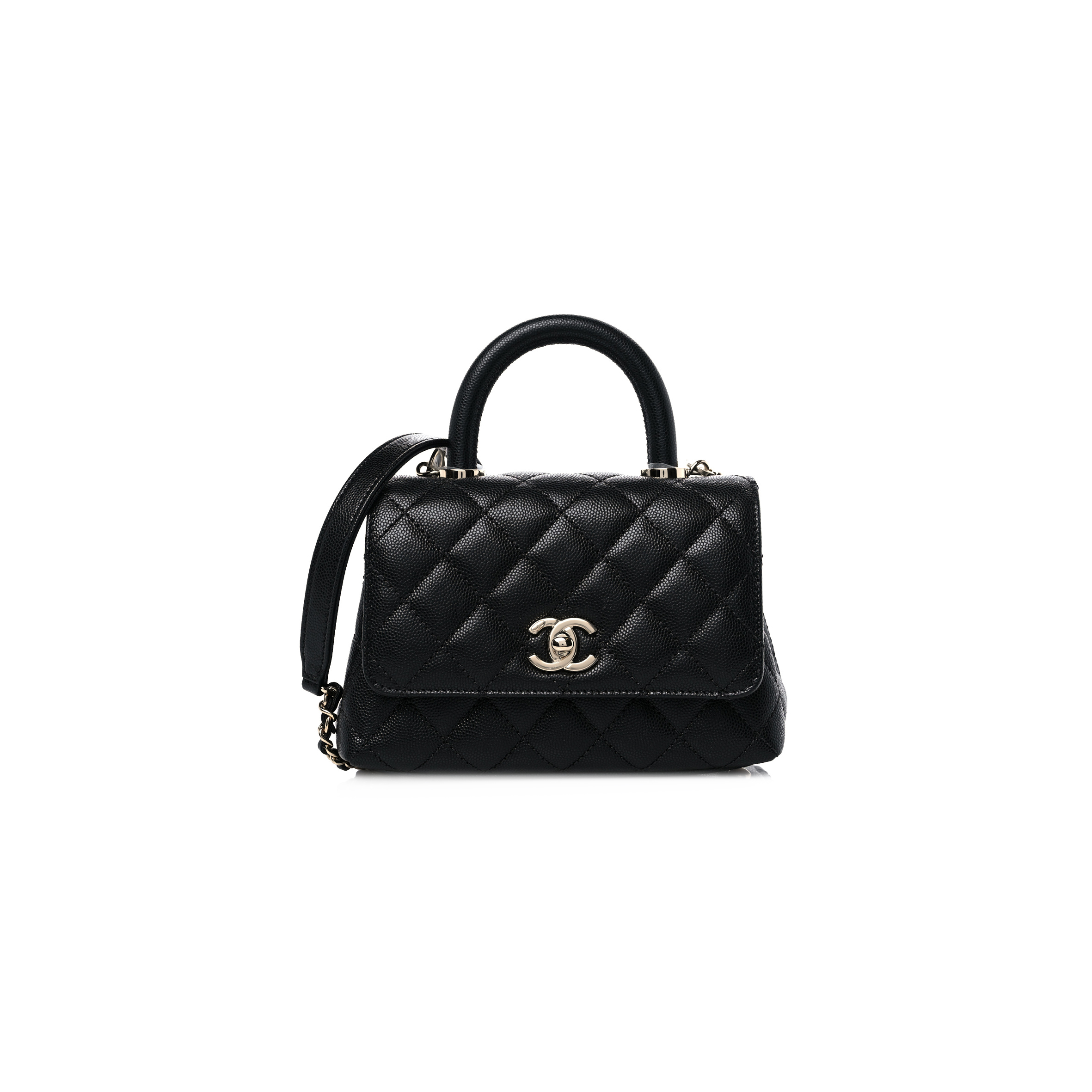 CHANEL CAVIAR QUILTED EXTRA MINI COCO HANDLE FLAP AS2215 (19*13*9cm)